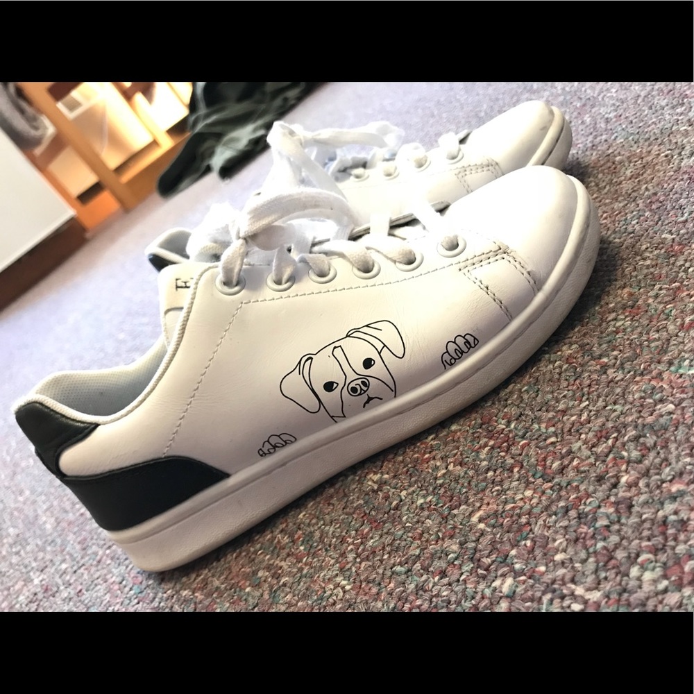 Black and white Dog doodle sneakers